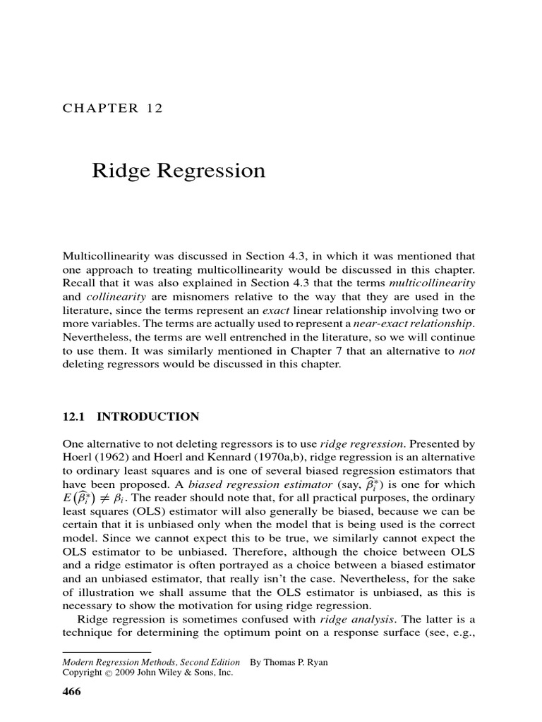 Ridge Regression Overview and Insights | PDF | Ordinary Least Squares ...