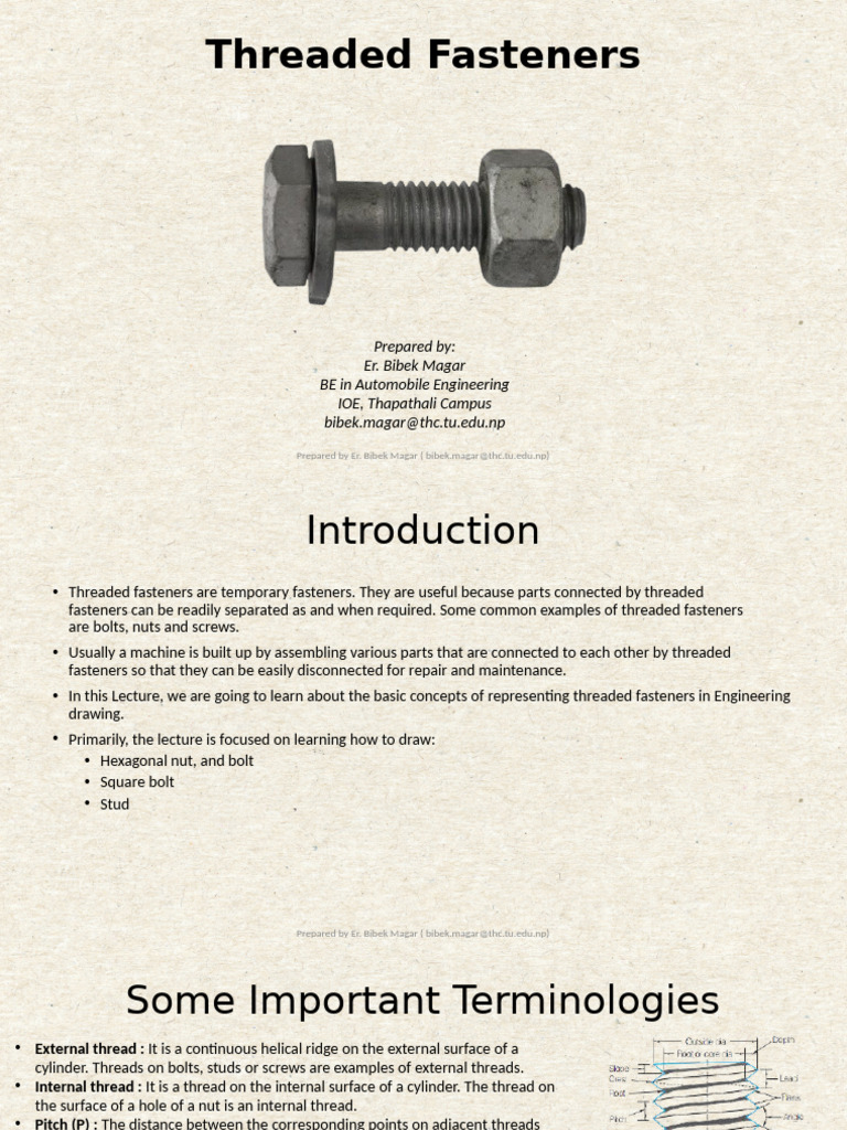 Threaded Fasteners | PDF | Screw | Metalworking