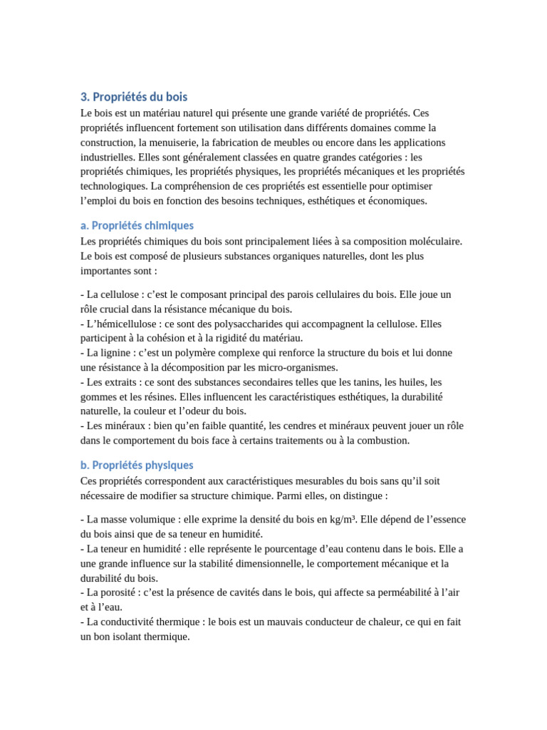 Propriétés essentielles du bois | PDF | Bois (matériau de construction ...