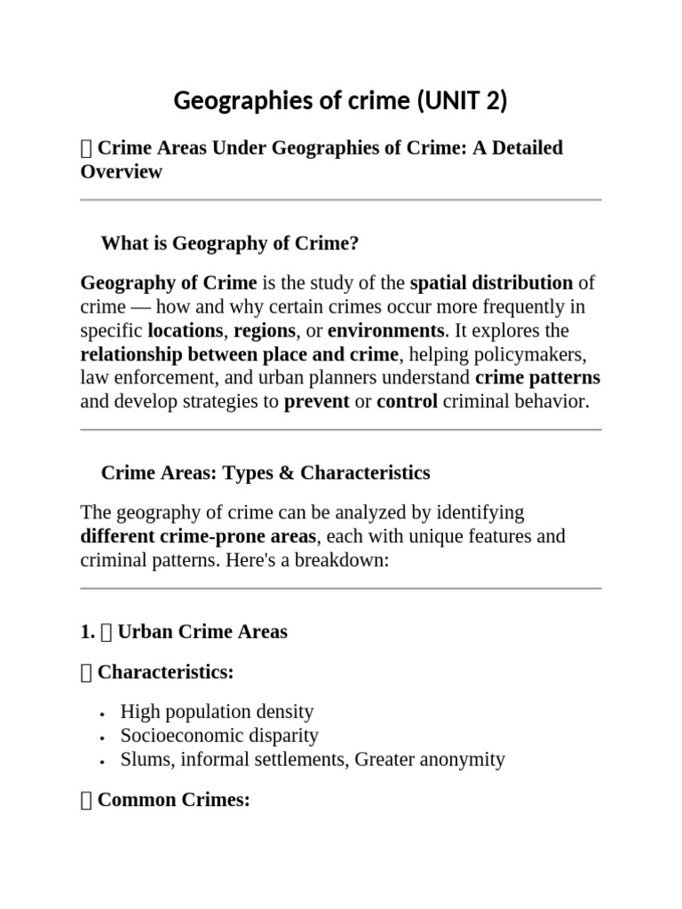 Understanding Crime Geography and Patterns | PDF | Crimes | Crime ...