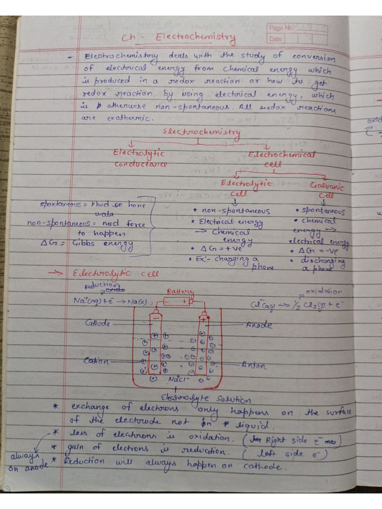 Notes On Electrochemistry | PDF