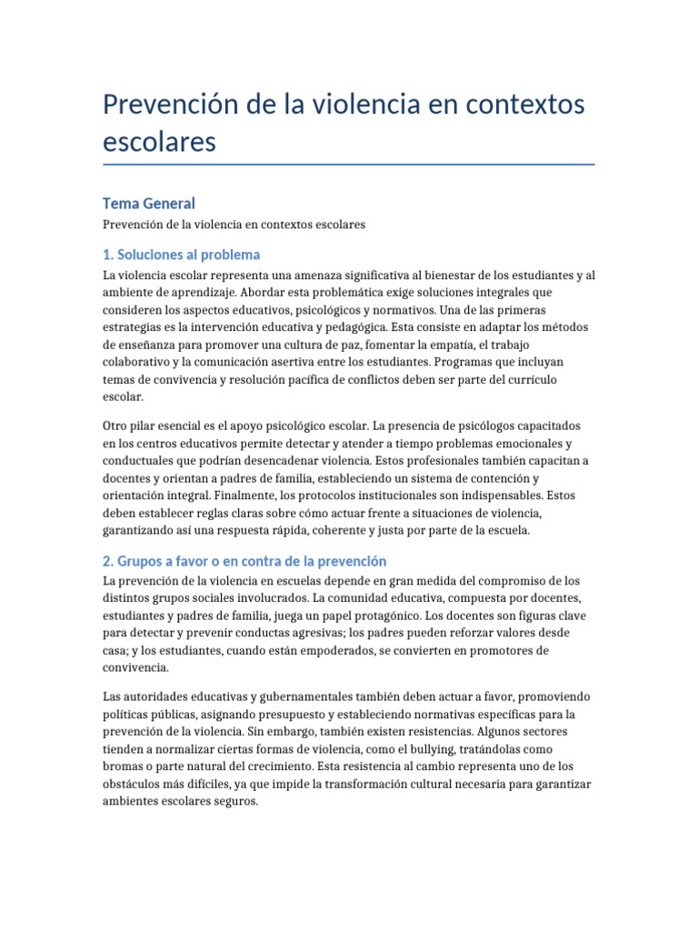 Prevención de la Violencia Escolar | PDF | Violencia | Enseñando