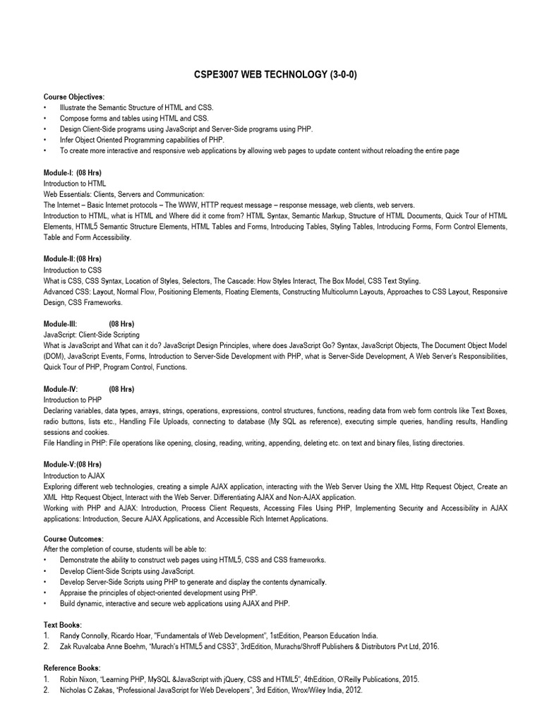 Web Technology Course Overview | PDF | World Wide Web | Internet & Web