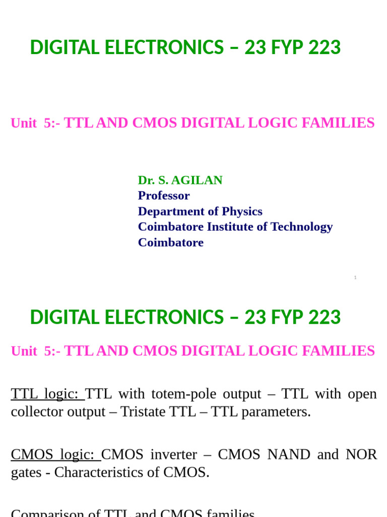 Tristate TTL and CMOS Logic Overview | PDF | Field Effect Transistor ...