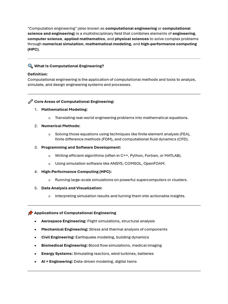 Overview of Computational Engineering | PDF | Engineering | Numerical ...