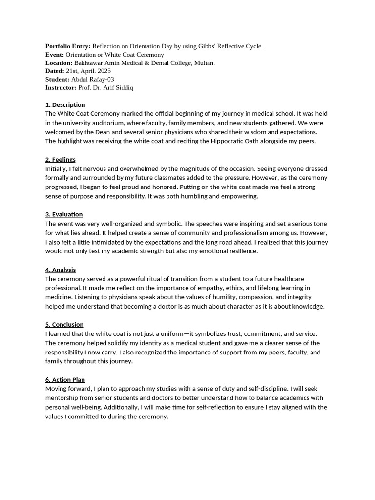 Reflection On Orientation Day | PDF | Social Psychology