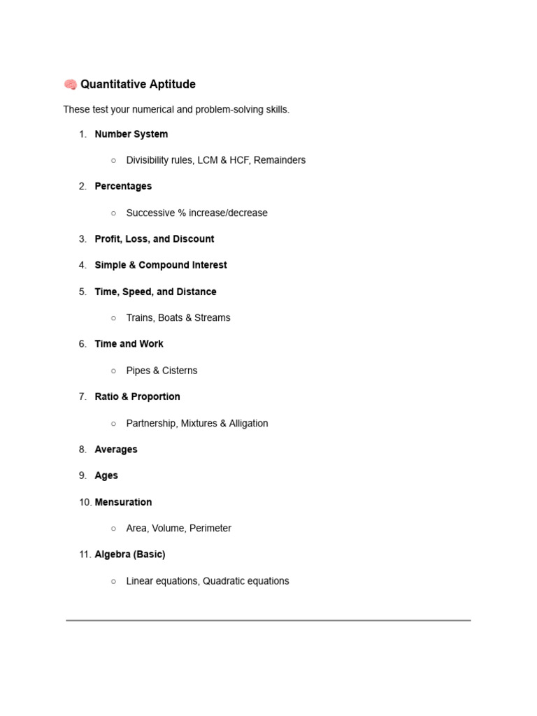 Quantitative Aptitude Test Guide | PDF