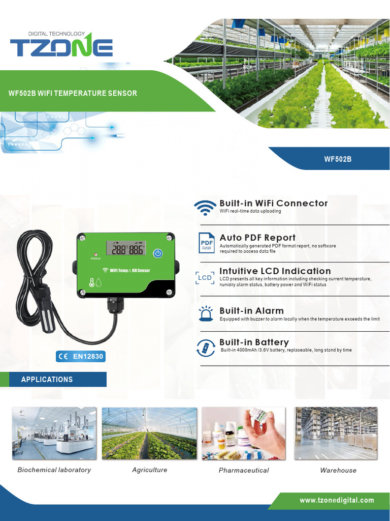 Wf502B Wifi Temperature Sensor: Built-In Wifi Connector | PDF | Wi Fi ...