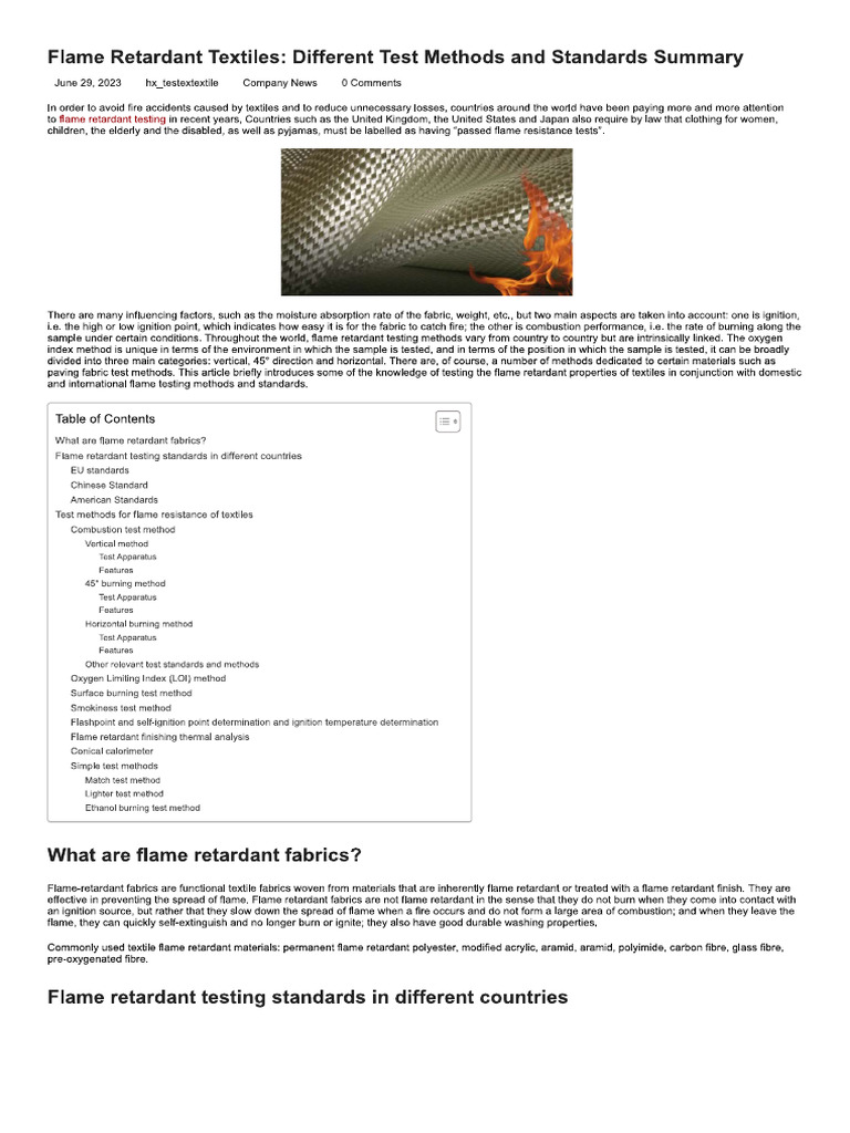 Fire Retardant Testing | PDF