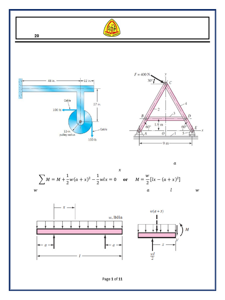 Force Analysis in Mechanical Engineering | PDF | Bending | Beam (Structure)