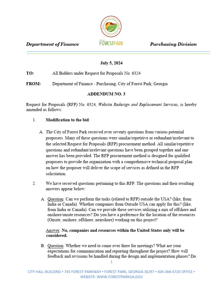 RFP 6324 Addendum No. 3 Details | PDF | Websites | World Wide Web