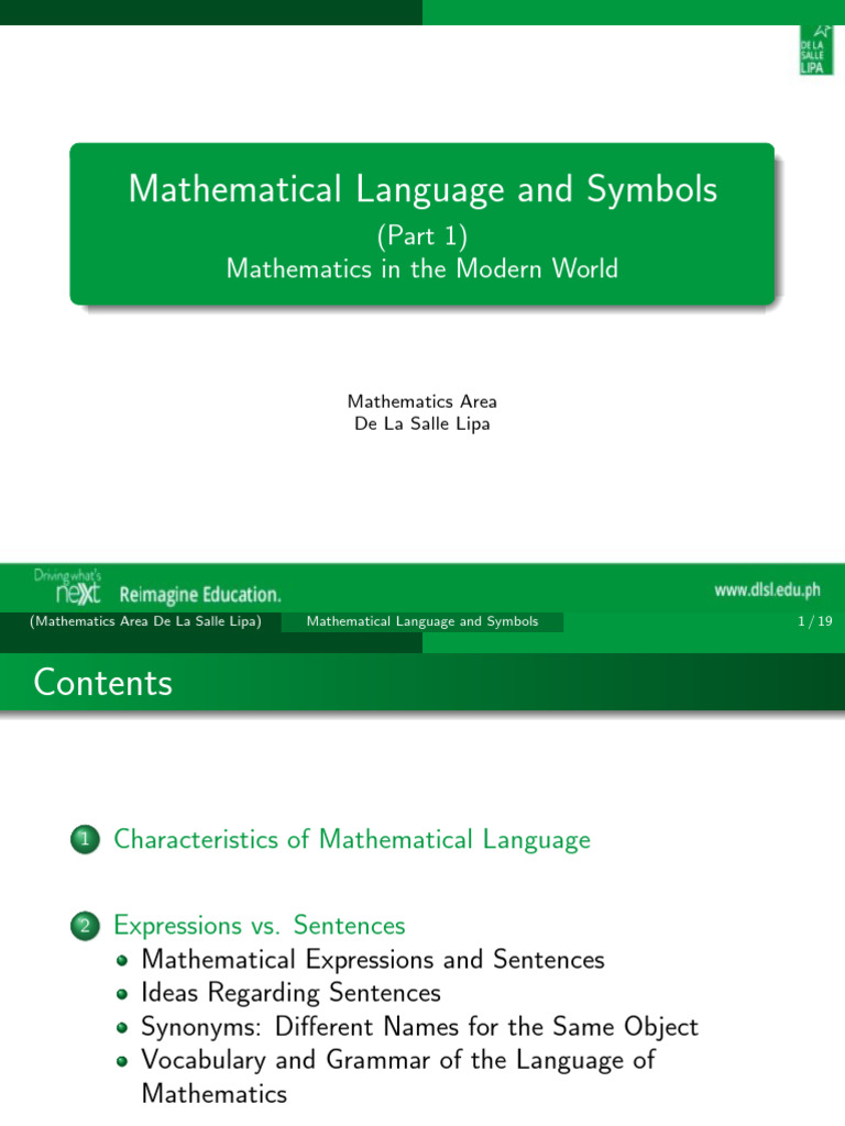 Understanding Mathematical Language | PDF | Sentence (Linguistics ...