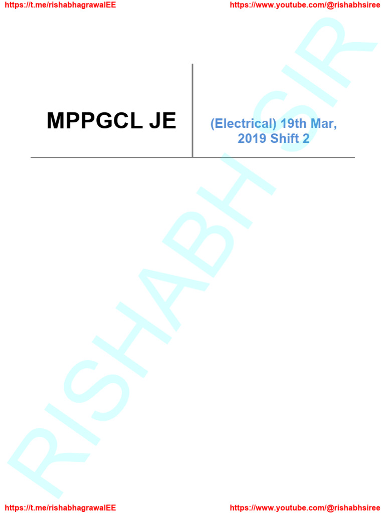 MPPGCL JE Electrical Paper 2019 S2 | PDF