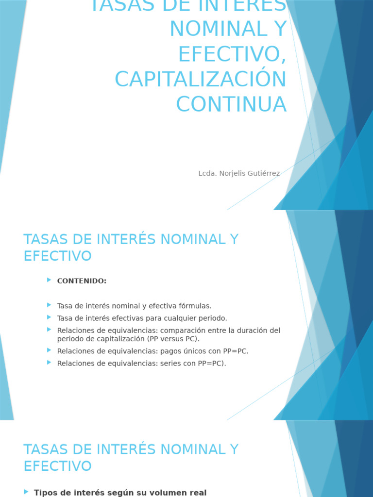 Tasa de Interés Nominal y Efectiva | PDF | Interés | Tasa de porcentaje ...