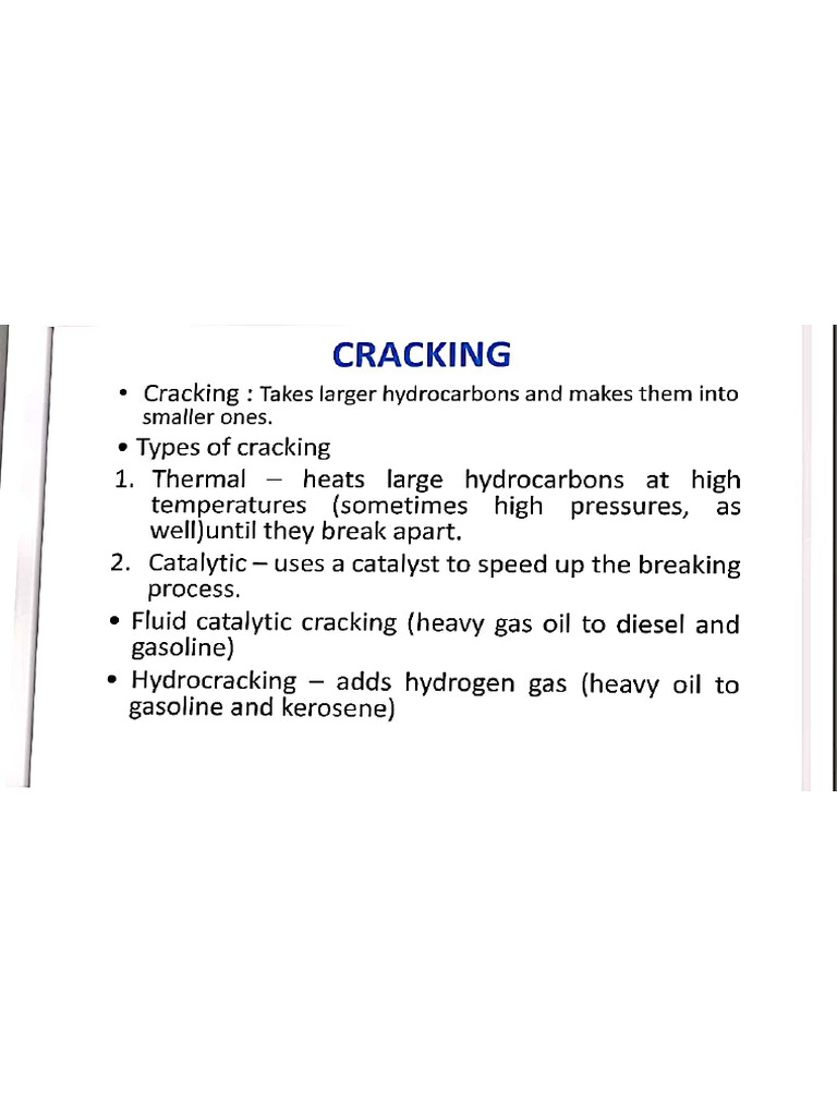 Types and Processes of Cracking Hydrocarbons | PDF | Cracking ...