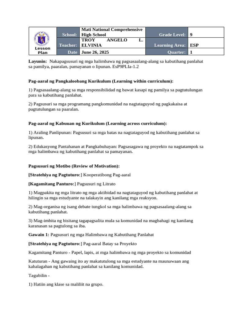 Lesson Plan 4 | PDF