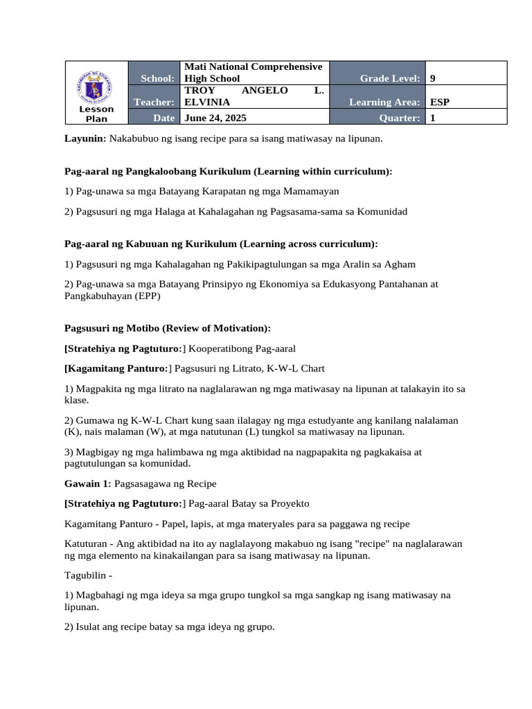 Lesson Plan 2 | PDF