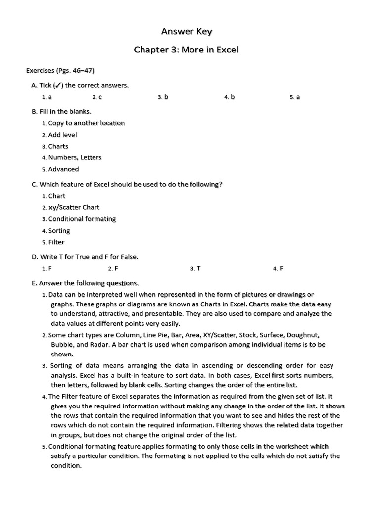 Excel Chapter 3 Exercises Guide | PDF