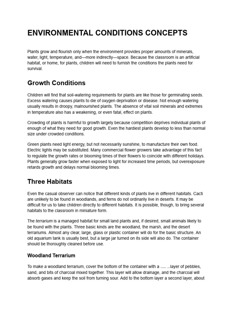 Understanding Plant Growth Conditions | PDF | Habitat | Plants