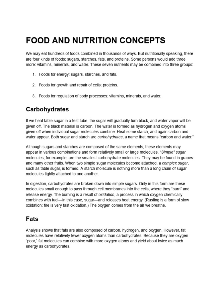Understanding Food and Nutrition Basics | PDF | Carbohydrates | Foods