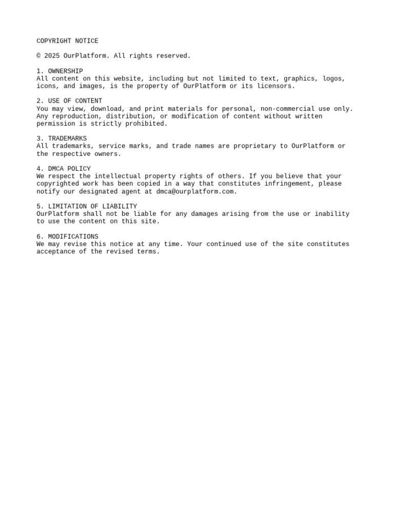OurPlatform Copyright Notice 2025 | PDF
