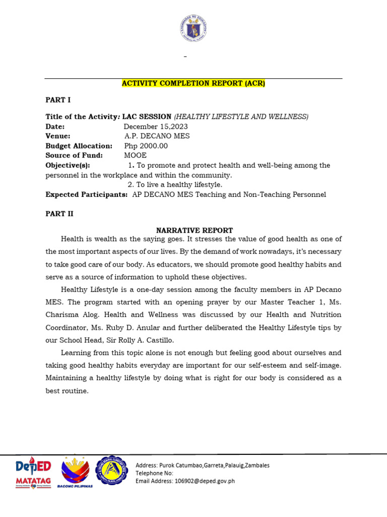 Activity Completion Report - Lac Session | PDF | Psychology | Social ...