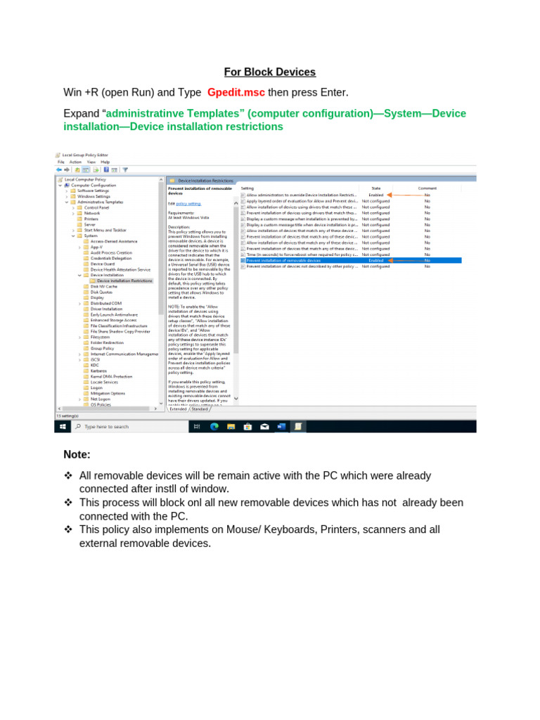 Block New Removable Devices in Windows | PDF