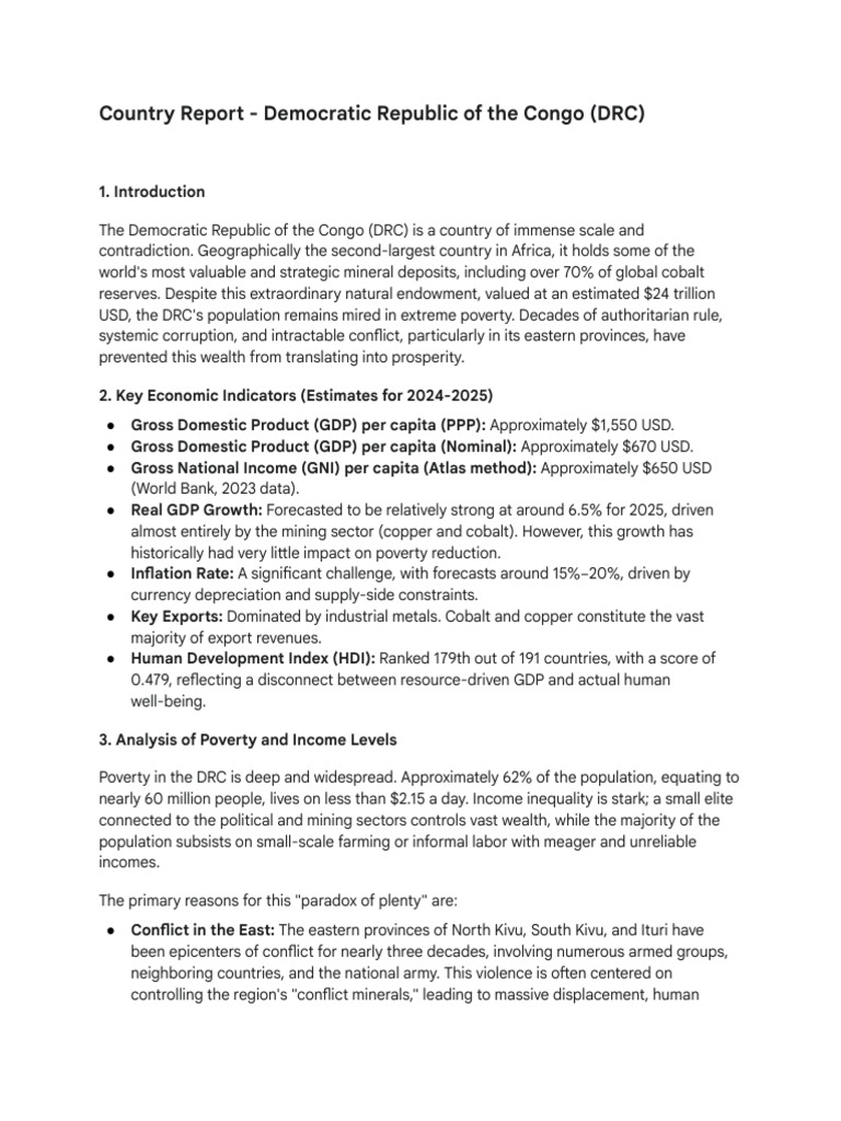 DRC Economic Indicators and Challenges | PDF | Gross Domestic Product ...