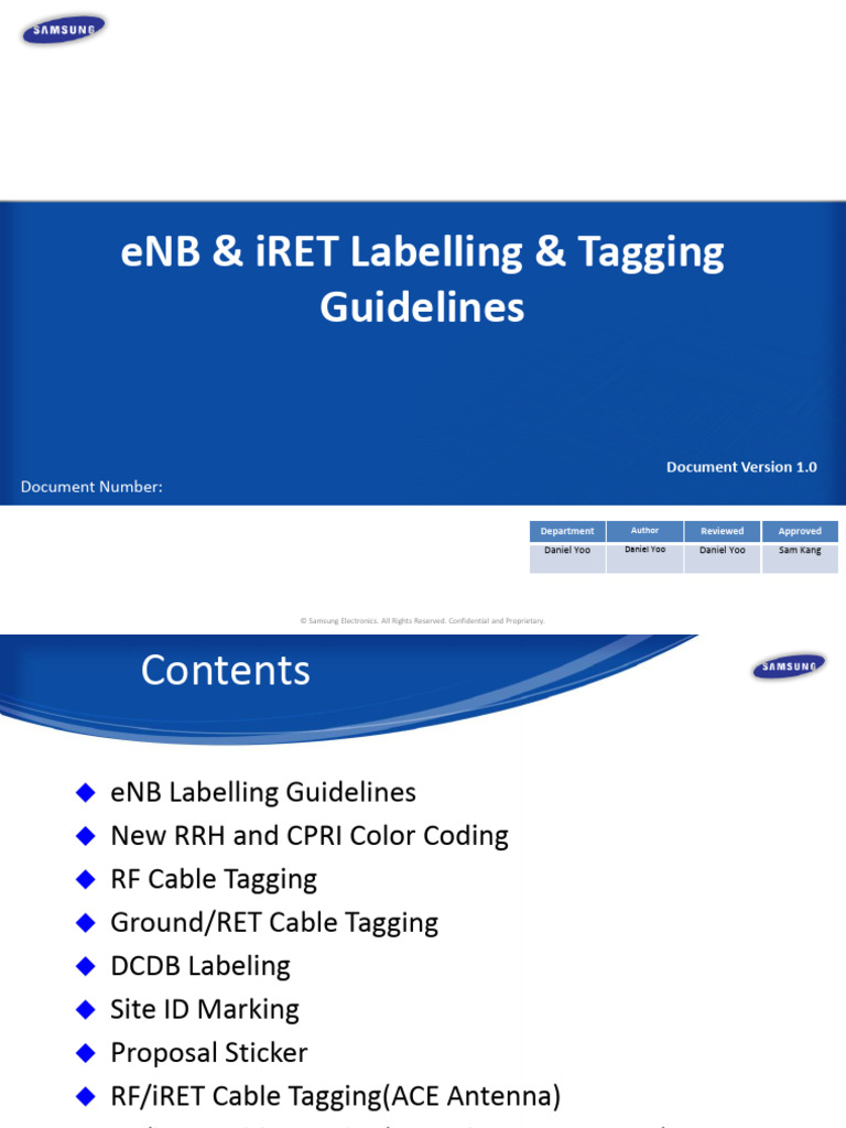 eNB and iRET Cable Tagging Guidelines | PDF | Telecommunications ...