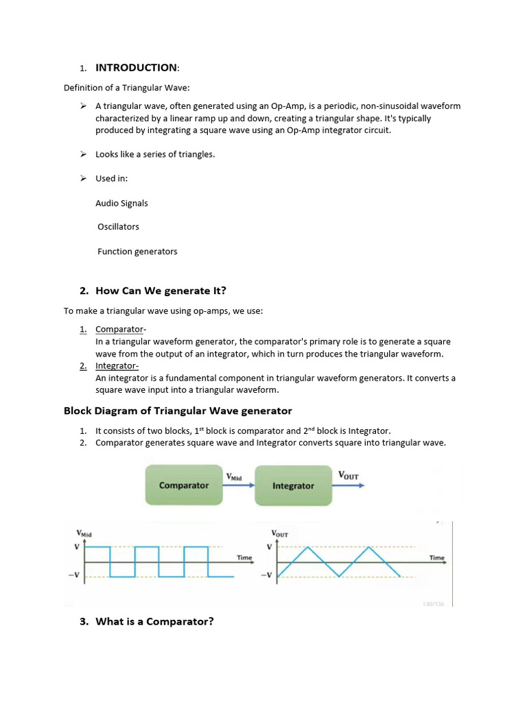 Triangular Wave Generation with Op-Amps | PDF | Operational Amplifier ...