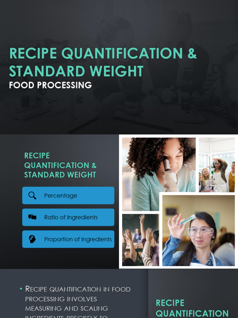 Recipe Quantification in Food Processing | PDF | Ratio | Percentage