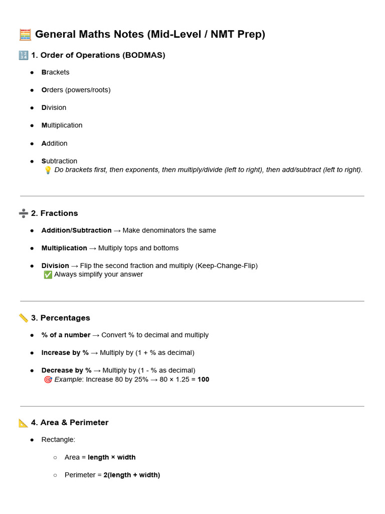 Maths General Notes | PDF