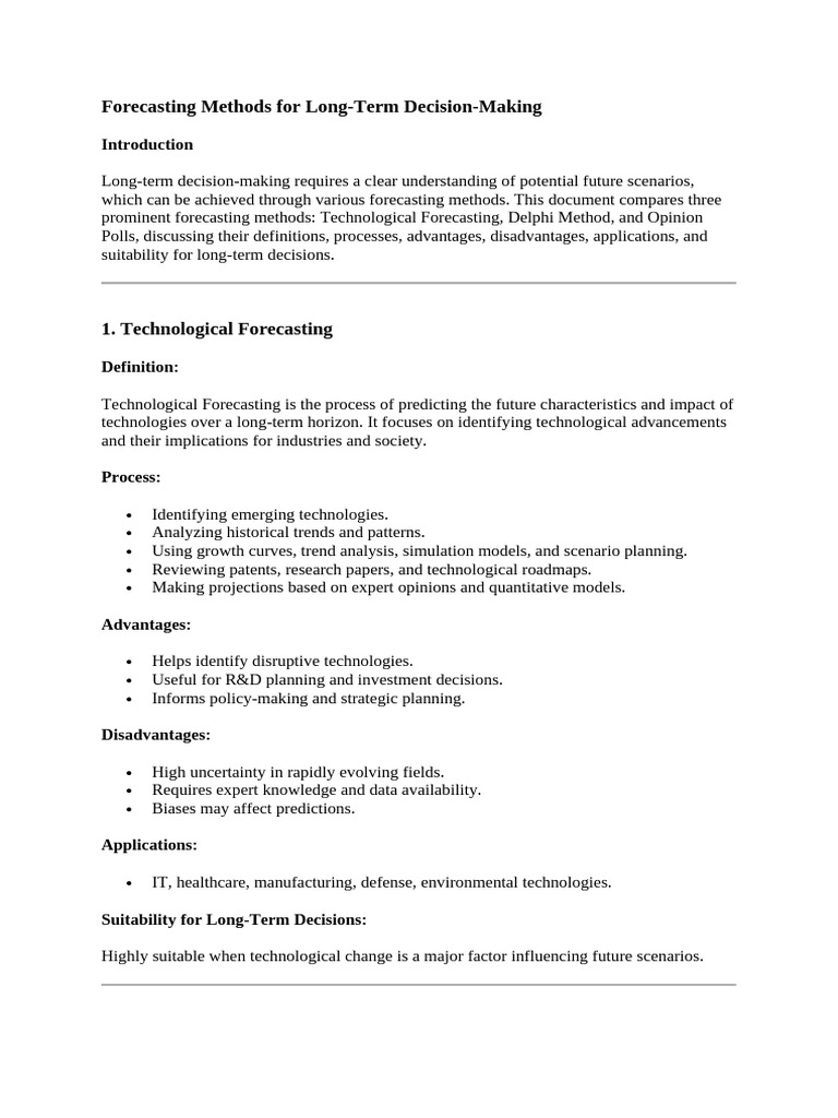 Comparing Long-Term Forecasting Methods | PDF | Forecasting | Dependent ...