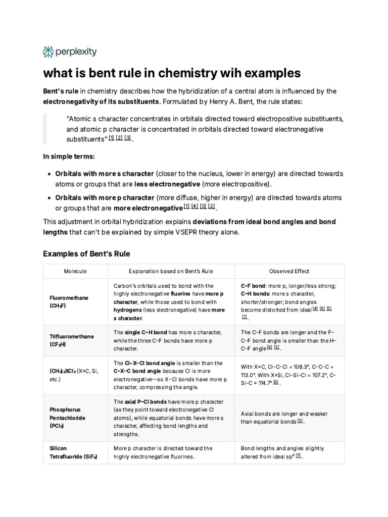 Understanding Bent's Rule in Chemistry | PDF | Chemical Bond ...