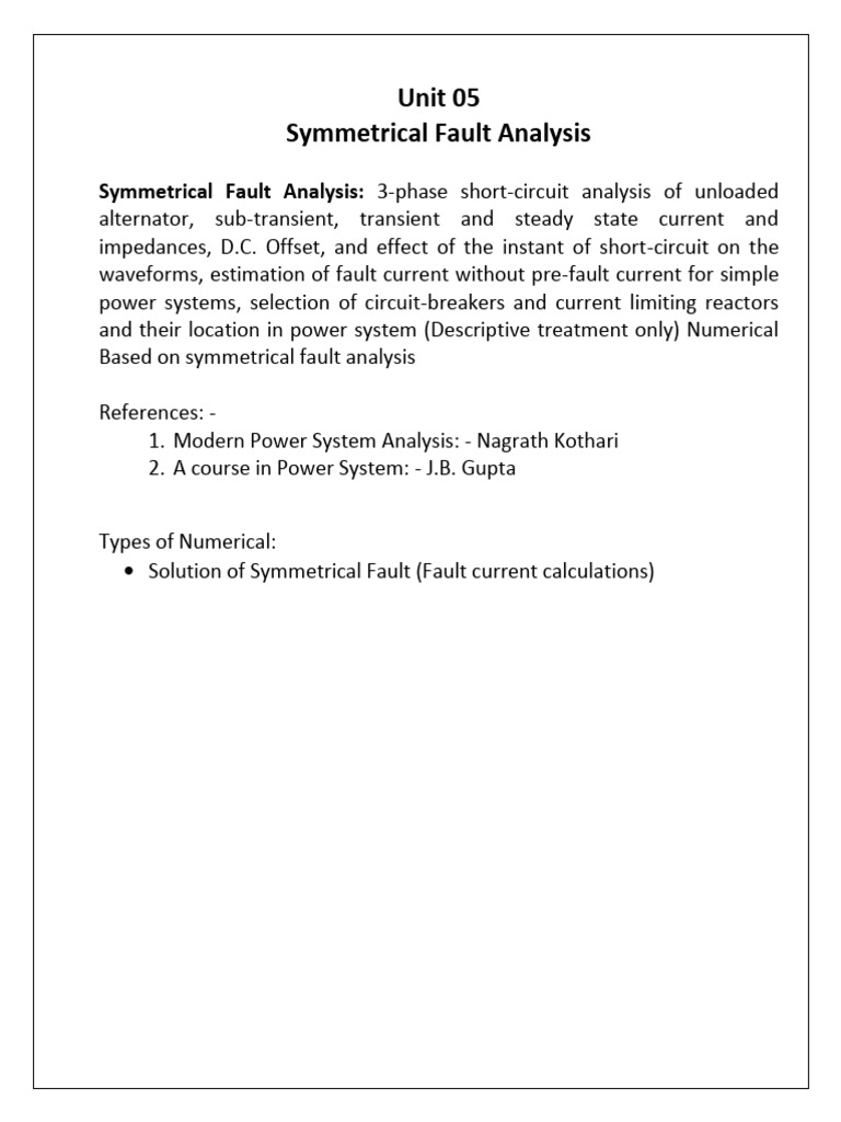 Symmetrical Fault Analysis Techniques | PDF | Transformer | Electric ...