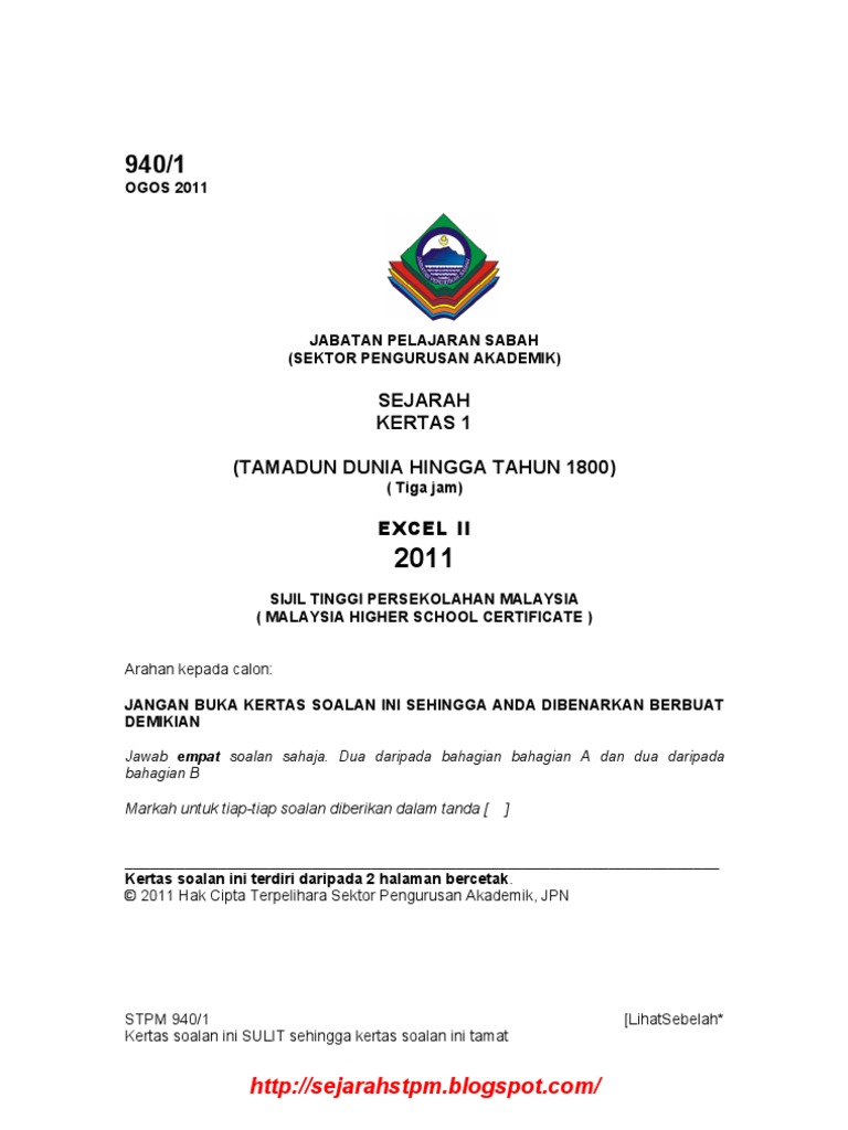 Rashman Skema Kertas 1 Excell Sabah Pdf
