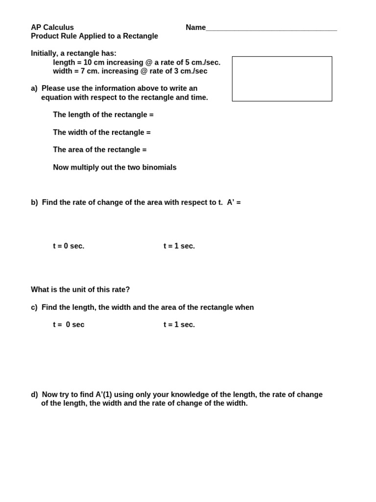 Product Rule Applied To A Rectangle | PDF
