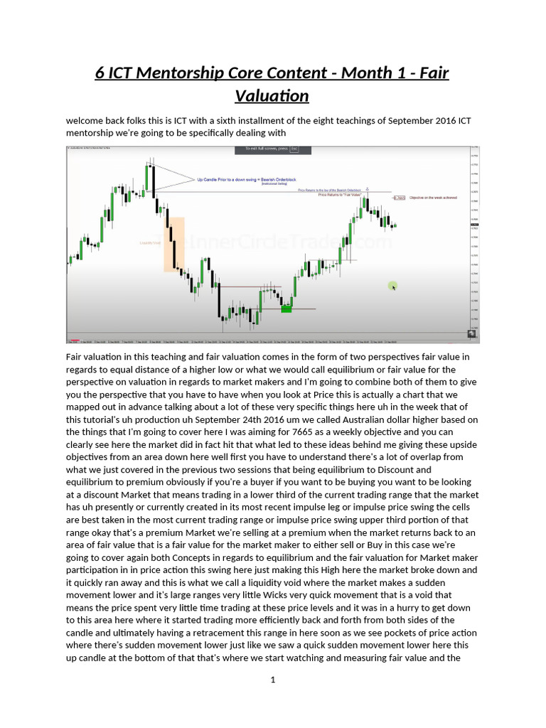 6 ICT Mentorship Core Content - Month 1 - Fair Valuation | PDF ...