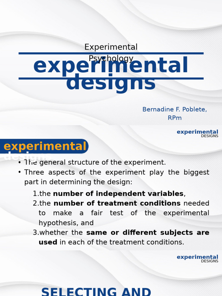 BPoblete - 7 8 Expe Psych Experimental Designs and Statistical Analysis ...