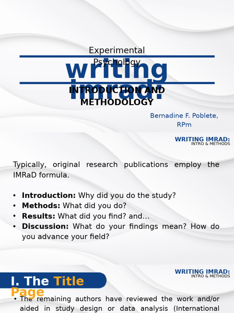 Writing IMRaD for Experimental Psychology | PDF | Scientific Method ...