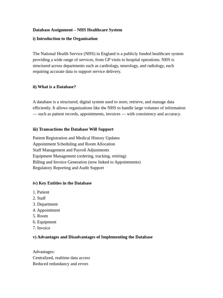 NHS Database System Overview | PDF | Databases | National Health Service