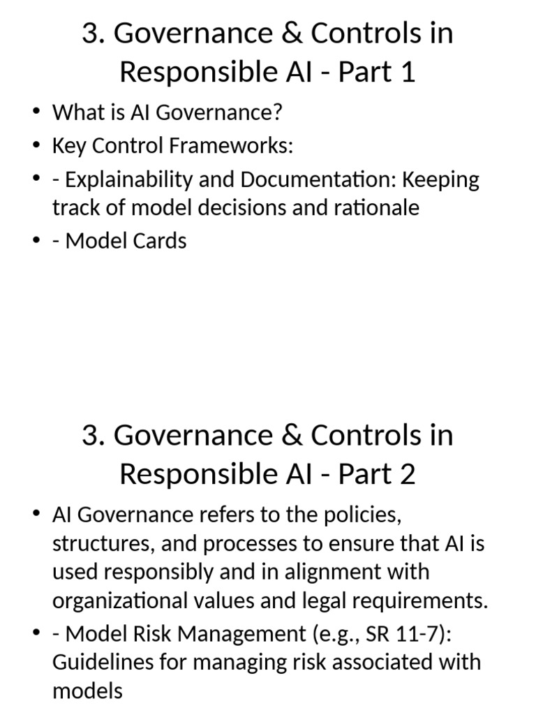 AI Risk Presentation 3 Governance & Controls in Responsible AI | PDF