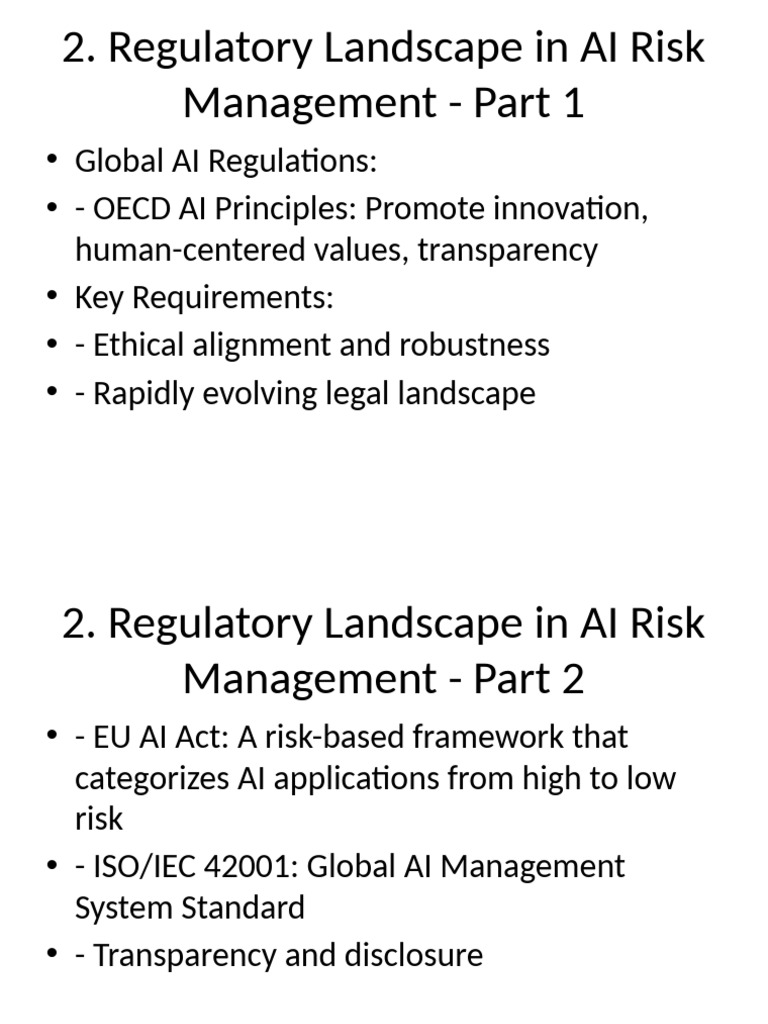 AI Risk Presentation 2 Regulatory Landscape in AI Risk Management | PDF