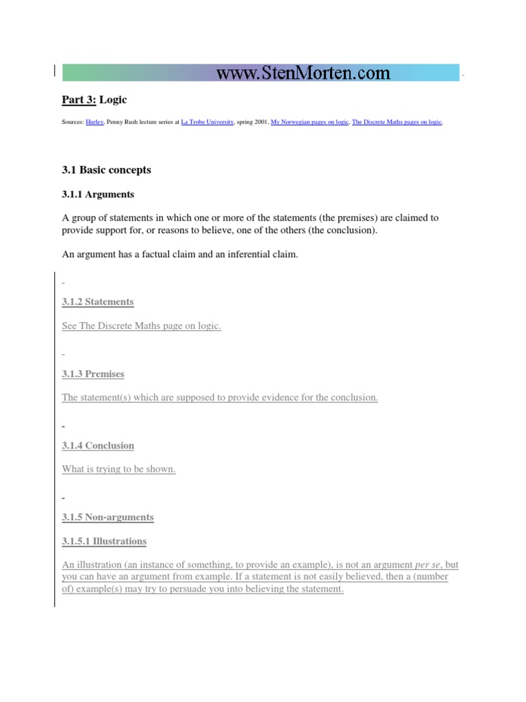 Part 3: Logic: 3.1.1 Arguments | PDF | Argument | Inductive Reasoning