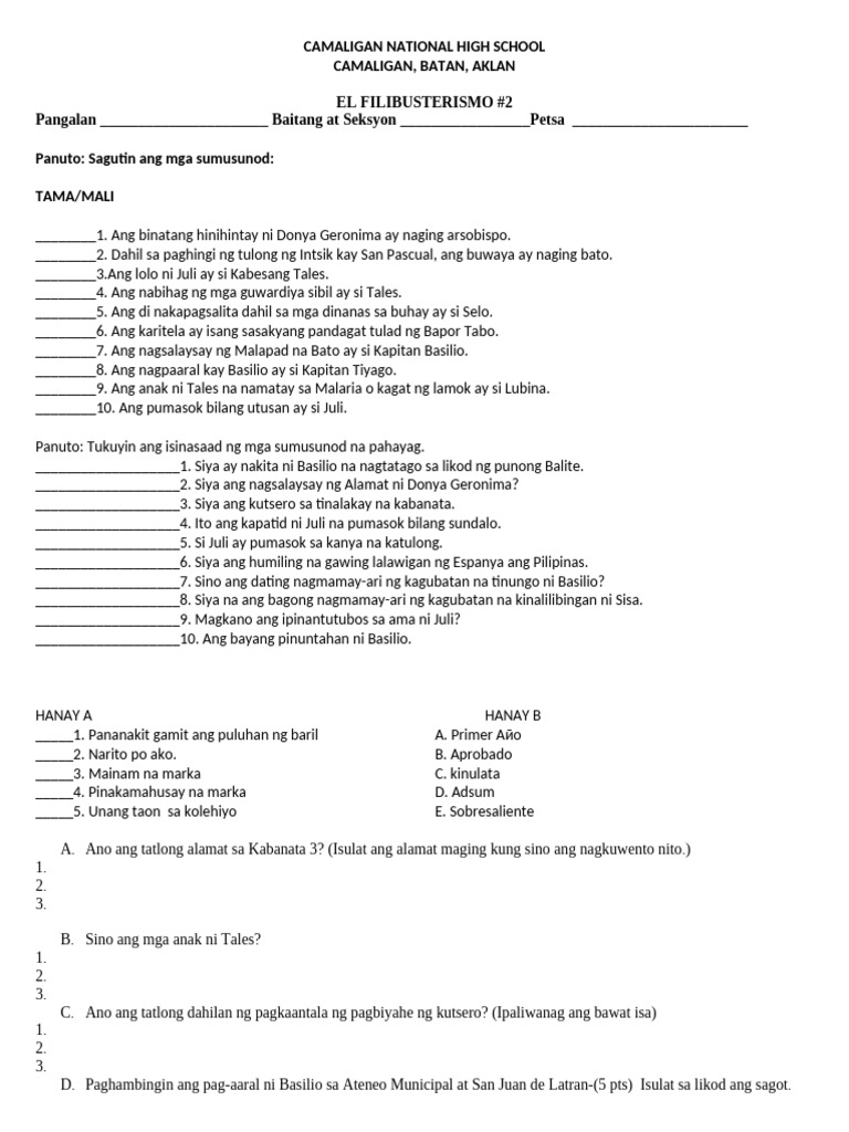 Q4 El Fili Summative Number 2 | PDF