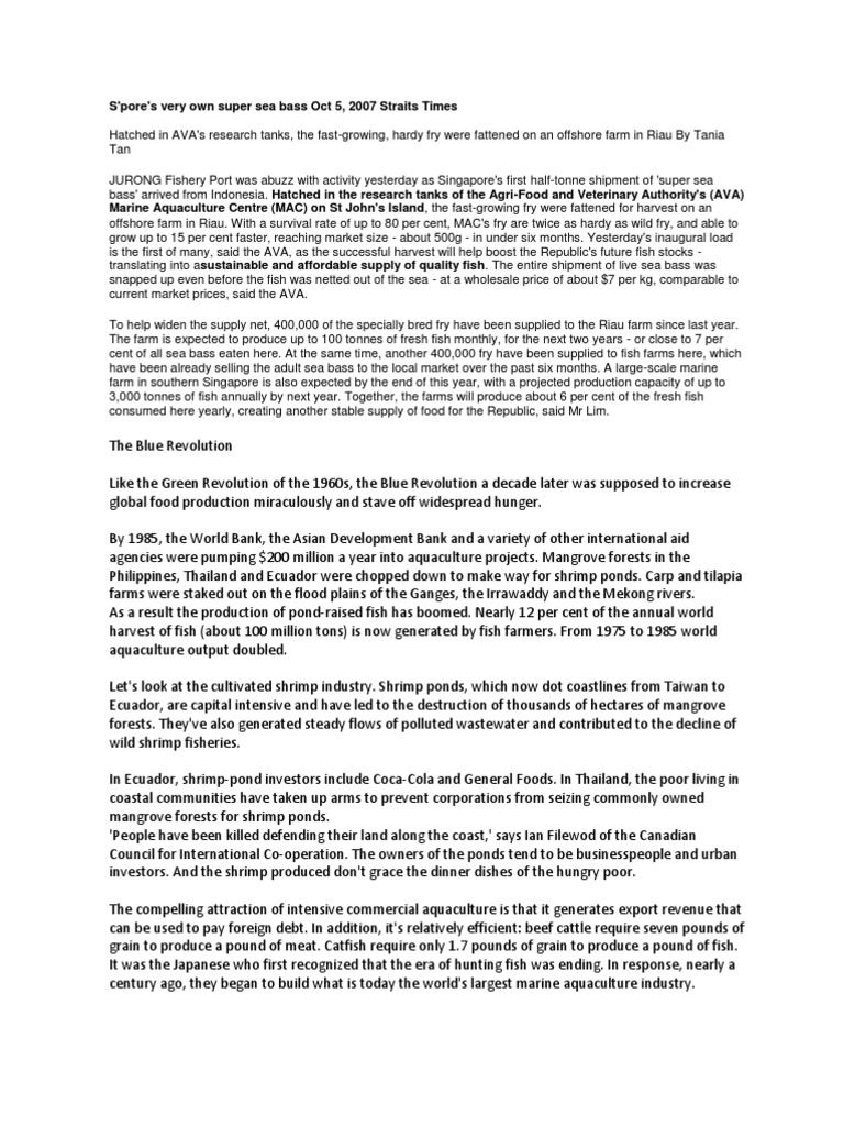 Blue Revolution's Impact on Aquaculture | PDF | Wellness | Science ...