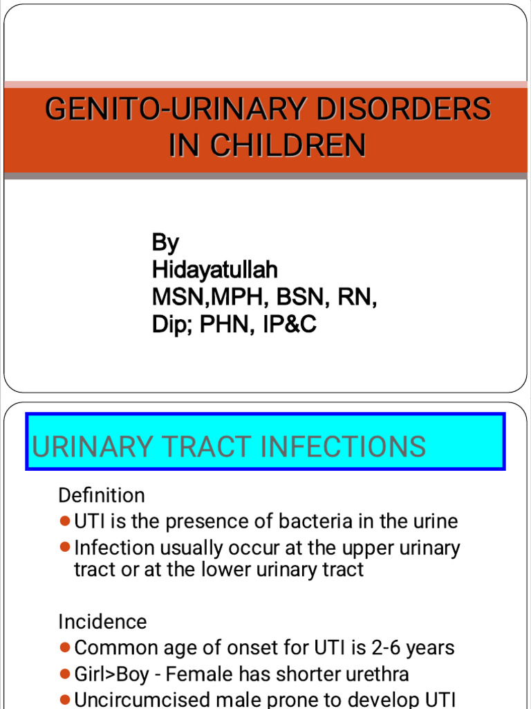 Genito-Urinary Disorders in Children | PDF | Urinary Tract Infection ...