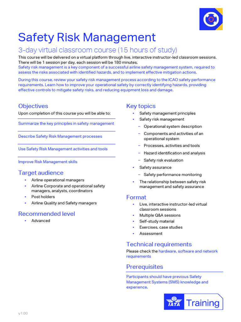 Airline Safety Risk Management Course | PDF | Risk Management | Risk