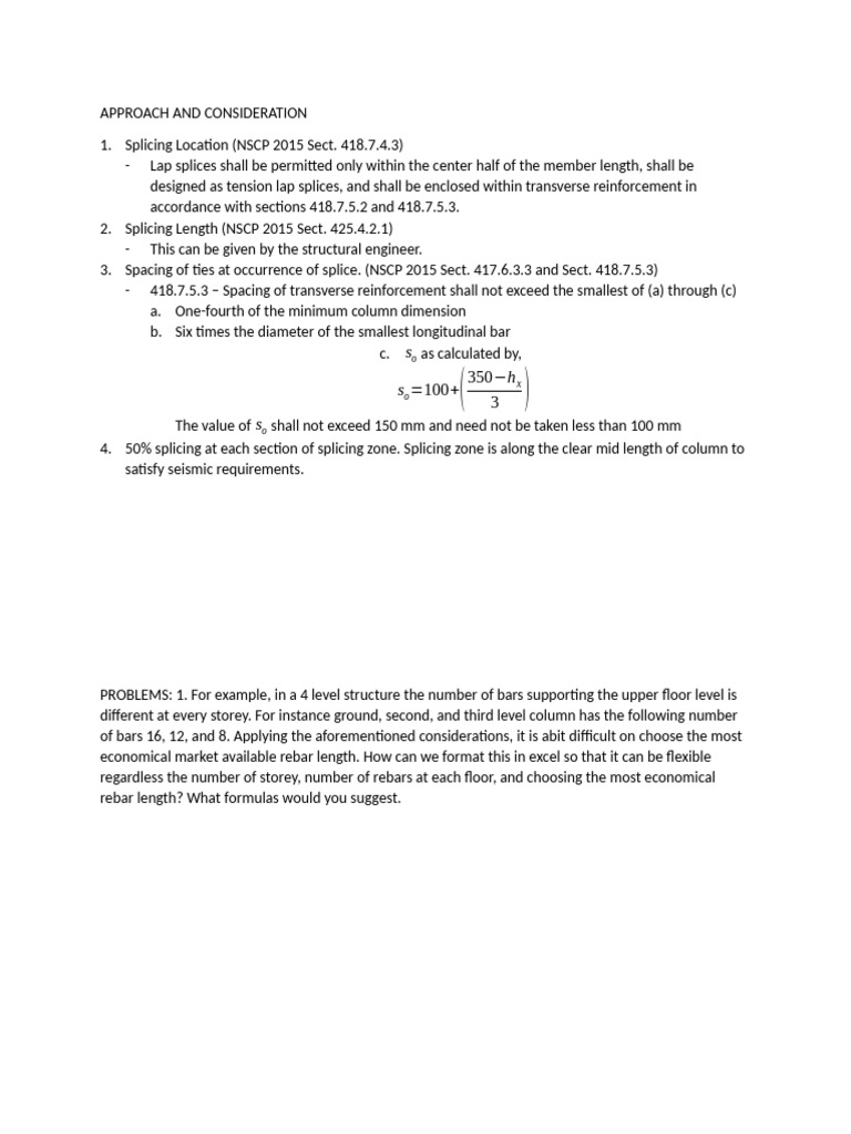 Rebar Splicing Guidelines and Considerations | PDF