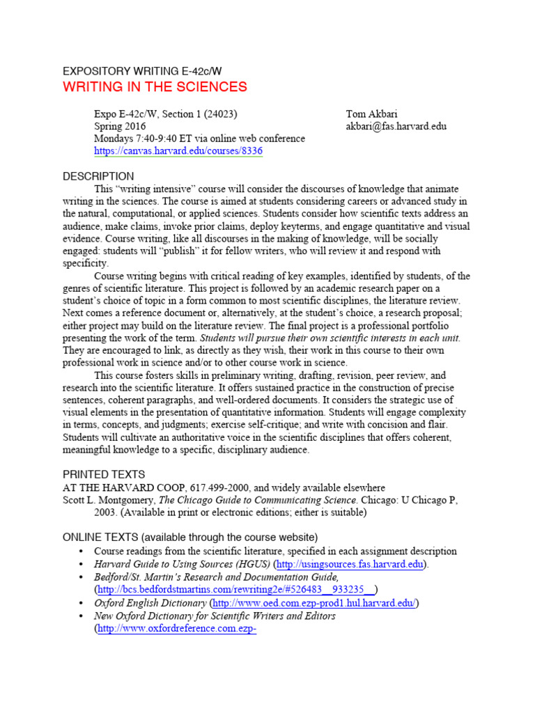 Syl Lab Use 42 CW Spring 2016 | PDF | Plagiarism | Science